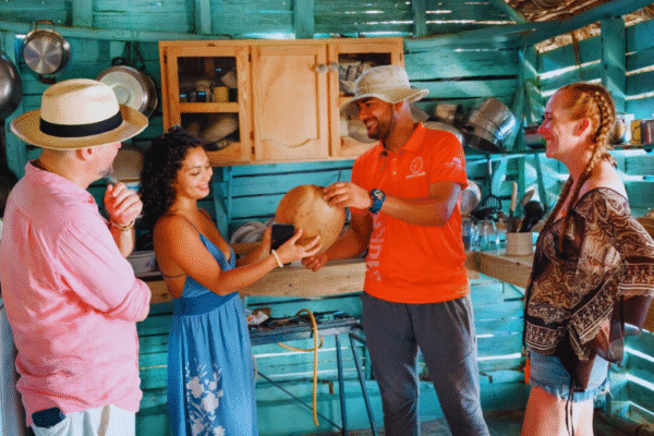Chukka Dominican Culture Guests Smiling and Interacting with Guide