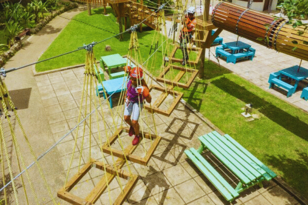 Chukka Gully Challenge Course Woman on Obstacle Course