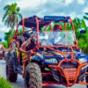 Chukka Ocean Double: ATV or Dune Buggy and Ocean Zipline Adventure Group of People in Dune Buggies